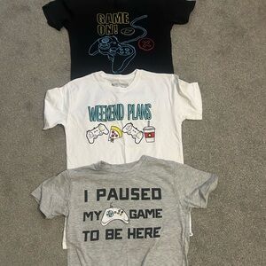 Kids Gaming Themed Short Sleeve T-Shirts - Black, White, Gray